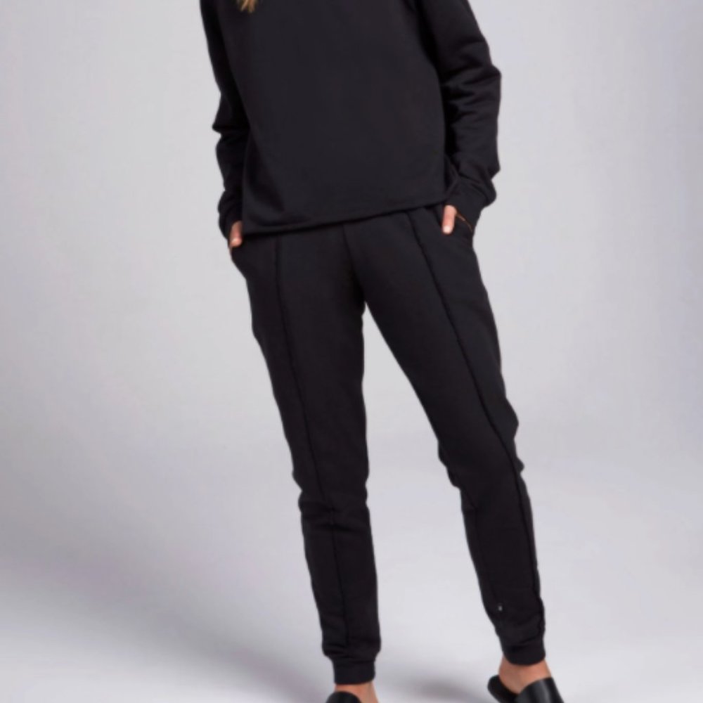 Terez Cotton Fleece Joggers In Black NWT